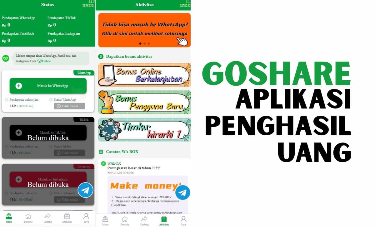 GoShare Aplikasi Penghasil Uang WhatsApp, Intip Caranya!