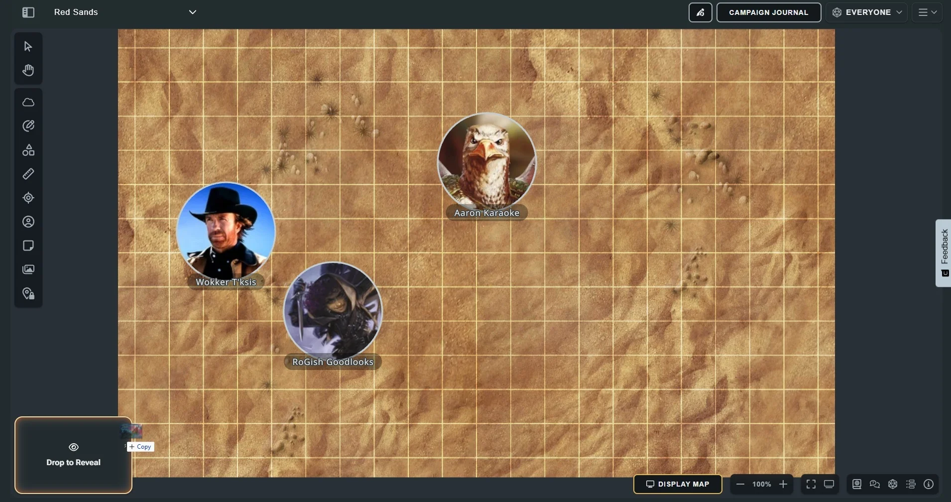 The Reveals Drop Zone in Maps VTT