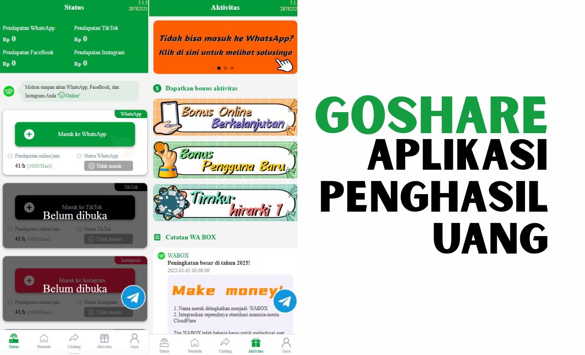 GoShare Aplikasi Penghasil Uang WhatsApp Intip Caranya