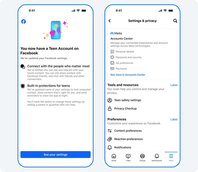 Fitur Teen Account Meta. Foto: Meta